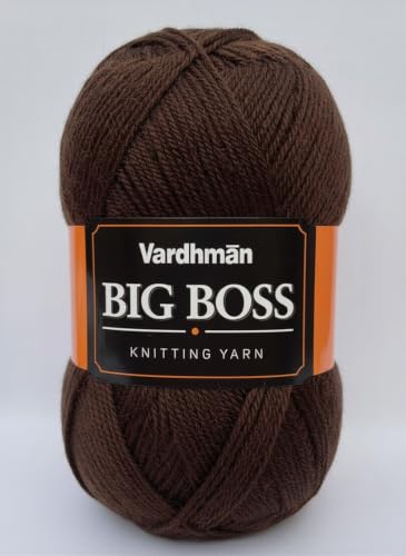 Image of Vardhman BigBoss Knitting Yarn - 200g Ball, 575m, 84% Acrylic + 16% Nylon, 3-Ply DK Weight, Soft & Durable Wool for Knitting, Craft, babywear, blanket, winter wear; threads for crochet hook needle. (Chocolate Brown)
