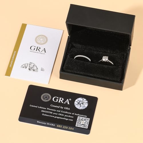 Image of Jeulia Round Cut Moissanite Engagement Ring Set for Women | D Color VVS1 925 Sterling Silver Wedding Band & Promise Ring Bridal Set | with Gift Box, Anniversary Proposal Gift for Her
