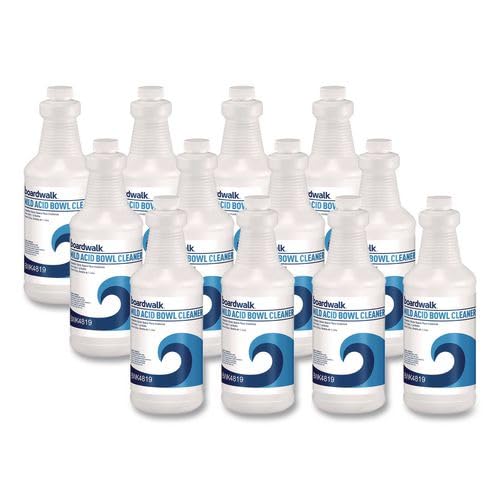 Boardwalk Commercial Toilet Bowl Cleaner, 12-Pack, 32 oz Bottles, Viscous Clinging Power, Pleasant Scent, For Tile & Chrome, Made in the USA