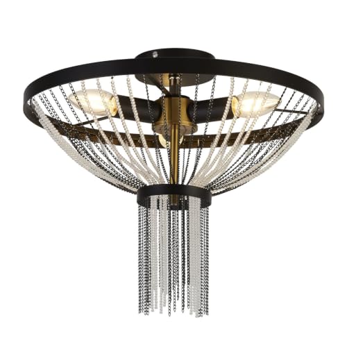 Kronleuchter Deckenleuchte Esszimmerlampe Kristalle klar schwarz messing 3x E14