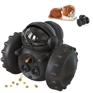 Dog Treat Toy for Small Dogs,Food Dispenser Toy, Interactive Dog Toy, Cat Slow Feeder Toy, Treat Dispenser for Dog IQ Training, Durable and Suitable for Dogs and Cats. (Black)