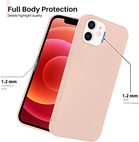 Image of DIZORO Microfiber Candy Case Compatible for iPhone 12 Mini 5.4 inch, Shockproof Slim Back Cover Liquid Silicone Case - Pink