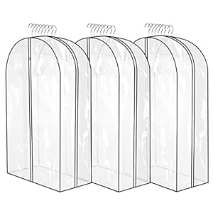 3 Pack Garment Bags For Hanging Clothes，12″ Gusseted Large Capacity Garment Rack Cover，Clear Suit Bags For Closet Storage，Clothes Storage Bags With Zipper For Coat (40” X 24” X 12”~3pack)