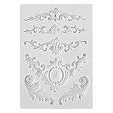 Baroque Style Curlicues Scroll Lace Emboss Border Relief Flower Lace Filigree Sculpted Decoration Scrollworks Silicone Mold for Fondant Sugar Craft Cake Baking DIY Soap Polymer Clay Plaster