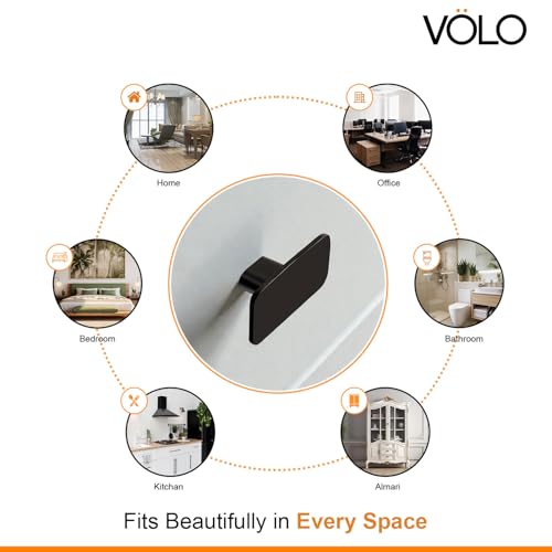 Image of VOLO Stainless Steel Drawer Knob for Cabinet Wardrobe and Cupboard Durable Knobs with Screws for Kitchen Dresser and Office Furniture | S-723 (Black, 2 Pieces)