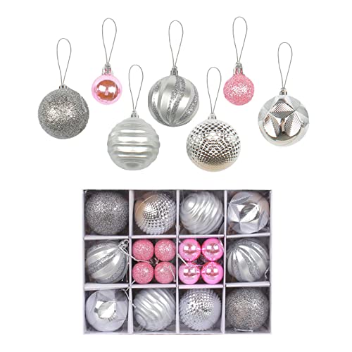 Vordpe 26 Stück Weihnachtskugeln Dekoration, Weihnachtsbaumkugeln hängende bruchsichere Kugel glänzend & Glitzer mit Aufhängeschlaufe für Weihnachtsbaum, Hochzeit, Party, Urlaub (Silber) Cover