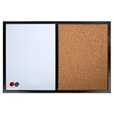 DESK TECH Magnetic Half Cork Half Dry-Erase White Board Combo, 16 x 24 inches, Black