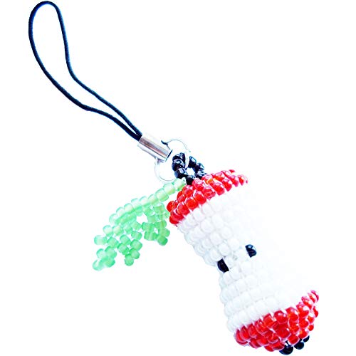 Handmade red apple swing keyring beaded frut keychain Eco Natural inspired jewelry unisex accessory