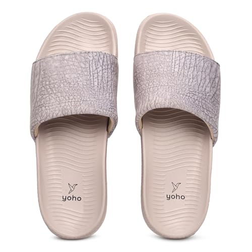 Image of YOHO Plush Women's Sliders | Soft Textured & Lightweight Flip-Flops | Home Wear Chappal for Ladies & Girls