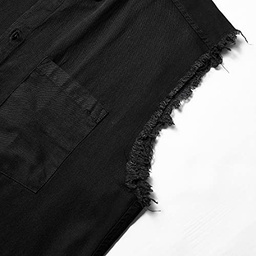 MCULIVOD Men's Sleeveless Denim Cotton Shirt Biker Vest Cowboy Button Down with Shirts Front Pocket4