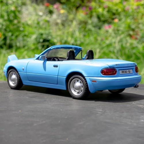 Image of 1:24 Mazda Miata MX-5 Blue Model Toy Car with Pullback, Removable Top, Blinking Lights with Sound and Bright Lights