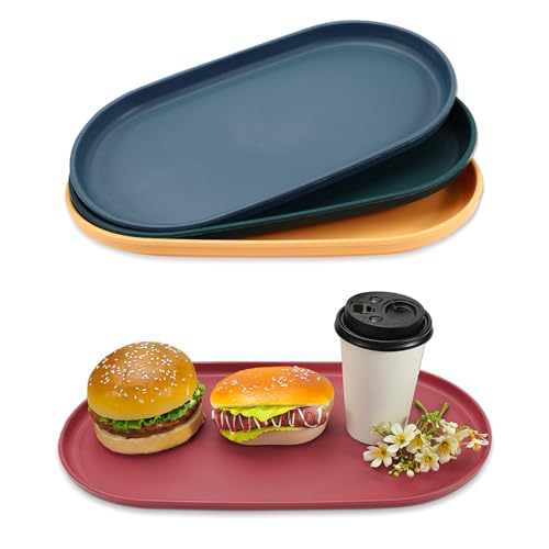 Modixun 4 vassoi da portata ovali, 37,5 x 20,5 cm, piatti da portata colorati, per feste, snack, dessert, tavolini da caffè, grandi
