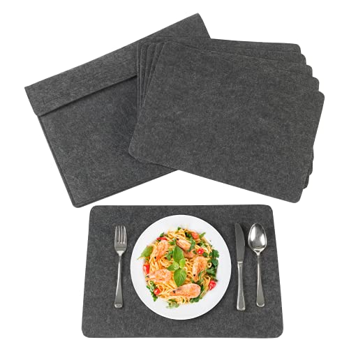 Tischsets, Platzdeckchen, Essenunterlagen, Malunterlagen, Bastelunterlagen aus Filz im 6er-Set, 5mm Dicke, Tischdeckchen, Tischsets in passender Filztasche so robust und so dekorativ Cover