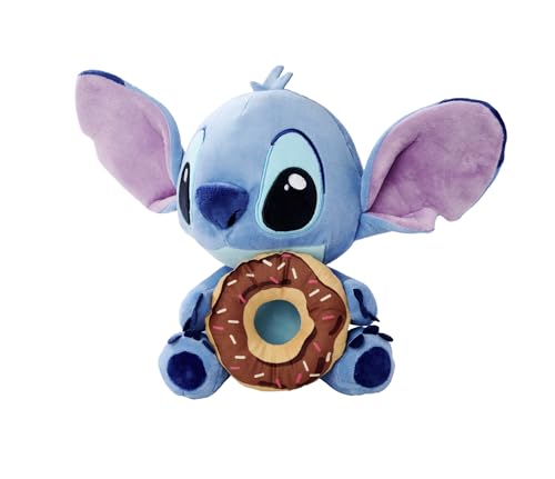 Simba Disney Stitch Kuscheltier mit Doughnut – Plüschfigur zum Knuddeln, mit Schoko‑Donut und Streuseln, süßer Disney‑Klassiker für Fans und Kinder, blau, 25 cm, ab 0 Jahren
