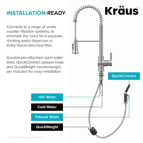 KRAUS Britt 2 em 1 Estilo Comercial Pull-Down Single Handle Torneira de Cozinha Filtro de Água para