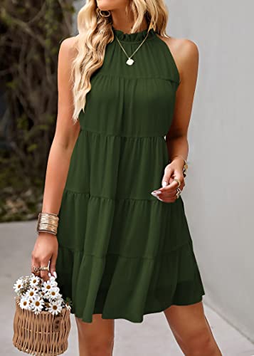 Image of KIRUNDO Summer Sundresses for Women Halter Dress Babydoll