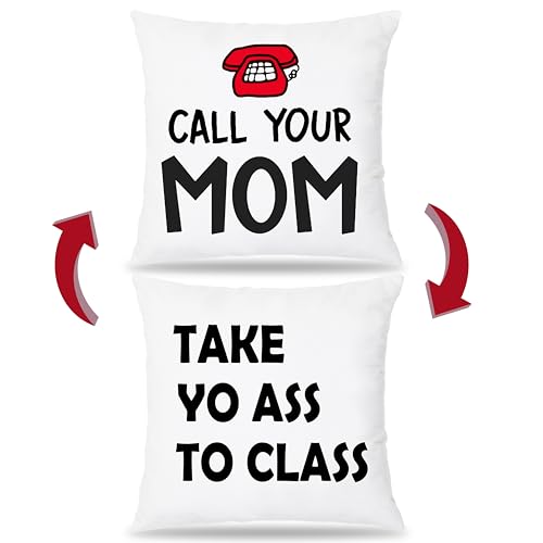 Pleonox College Dorm Decor, Funny Call Your Mom Pillow Covers 18x18 Double-Sided, Back to School Gifts for Students, Gifts for College Students Girls Boys Freshmen, Dorm Room Accessories
