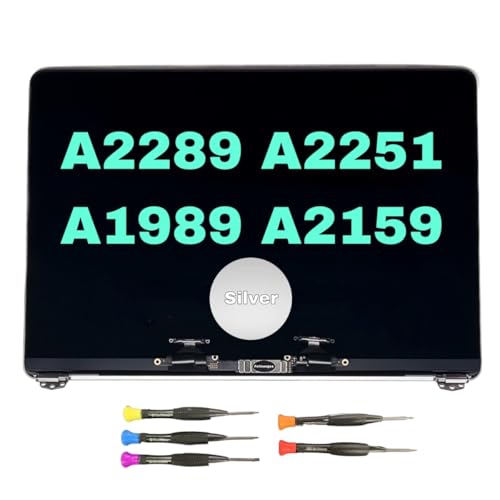 Image of Replacement Screen for MacBook Pro A2289 A2251 A1989 A2159 EMC3358 3214 3348 3456 3301 Retina LCD MV96 97 98 99 9A MR9V MR9Q 9R 9T 9U Full LCD Display Complete Top Assembly Grey /Silver (Silver)