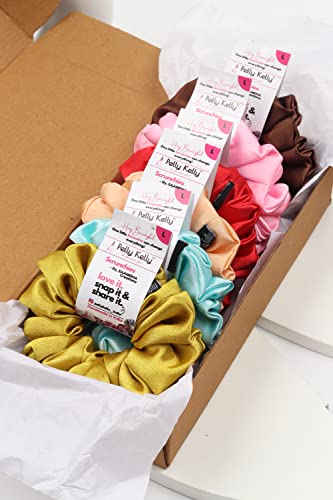 Image of Premium Satin Scrunchies for Women | Hair Bands, Ponytail Holders & Rubber Bands | Large, Fluffy, No-Damage Hair Ties | Girls Hair Accessories | Large Size | Pack of 6