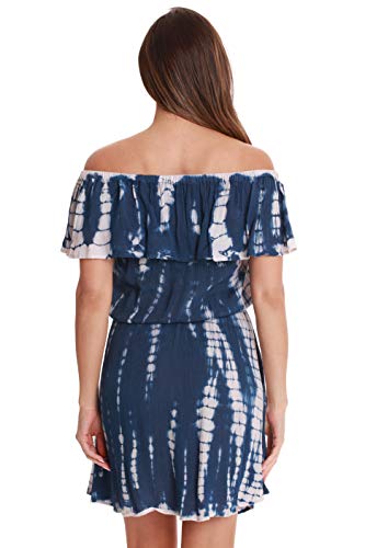Riviera Sun Rayon Crepe Tie Dye Short Dress 21892-Nvy-2X Navy #TOP2
