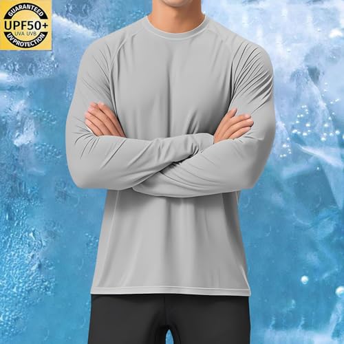 Men's UPF 50+ Sun Protection UV SPF Shirts Sun Protection Athletic Shirts for Hiking Running Workout Rash Guard2