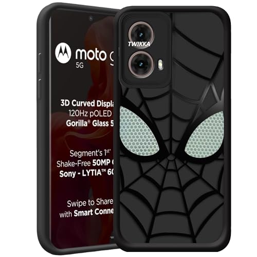 Image of Stylish Spider Back Case Cover Compatible for Motorola Moto Edge 50 Fusion 5G / Moto G96 5G | Spidey Face Mask Case | Soft Silicone | Camera & Full Body Protection | Shock Proof | (Black)