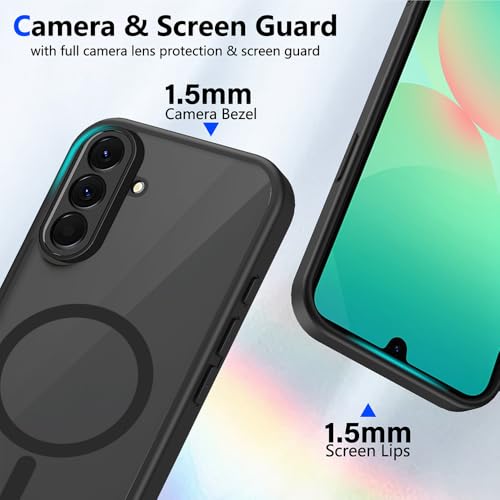 Image of Back Cover for Samsung Galaxy M17 5G / A17 5G / F17 5G, Back Cover Case Shockproof Matte PC + Side Black TPU Protective Case Magnetic Support Bumper Case Cover (Galaxy A17)