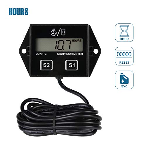 HonorMeet Digitaler induktiver Betriebsstundenzähler, Erinnerung an Wartungsintervalle, austauschbare Batterie für Gartentraktor, Generator, Benzin, Kompressor, Motorrad, ATV, Schneefräse