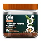 Gaia Herbs Turmeric Supreme Gummies Extra Strength - Supports Healthy Inflammatory Response in Healthy Individuals* - Lemon Ginger Flavor - 60 Vegan Organic Gummies (20 Servings)