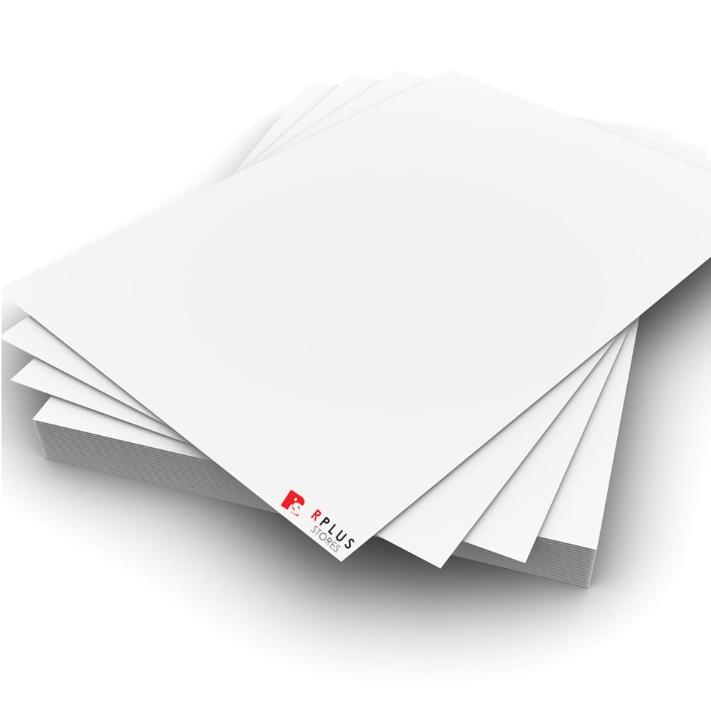 RPLUS STORES Poster Boards White A4 Size | 300 GSM | Ideal for Art Projects, Model Building, Mounting, Card Making and Stenciling and Posters | Both Side with a Smooth Uniform Finish