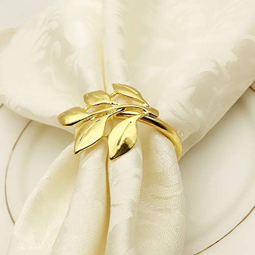Best Deal Product YOUJIA Maple Leaf Napkin Rings Set of 12, Fall Napkin Holder Ring Used for The Christmas, Wedding and Fall Party Adornment Everyday Use(Gold)