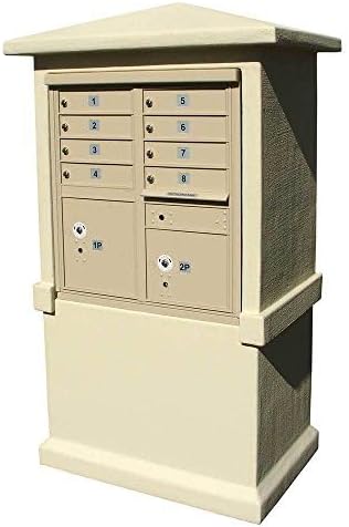 Estateview Stucco CBU Mailbox Center - Tall Pedestal - Sandstone
