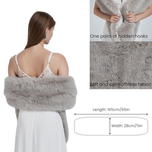 Women Faux Fur Wrap Shawl Winter Warm Fur Scarf Collar Wedding Evening Party Cape2