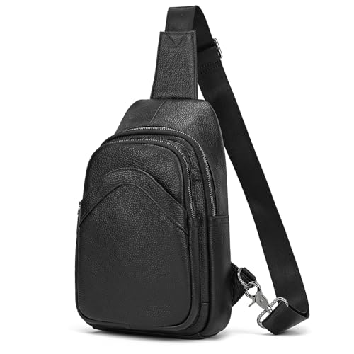 Bandolera de hombre en negro retro: bolso de pecho y mochila pequeña para viaje