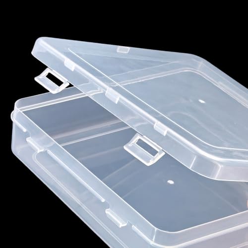 Image of 8 Pieces Square Empty Mini Clear Plastic Storage Box, 5.9x5.9x1.5 inch | Hinged Lids, For Small Items, Craft Projects
