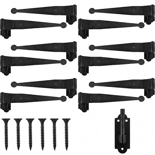 Shimeyao 12 Pack 12 Inch Wrought Iron Blind Shutter Hinge 2.5 Heavy Duty Shutter Hardware Black Powder Coated Offset Strap Lift Off Pintle Hinge for Colonial Gates Doors Window Cabinet