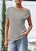 PRETTYGARDEN Womens Off The Shoulder Tops 2026 Summer Casual Short Sleeve Tunic T Shirts Lightweight Knit Sweaters (Light Grey,Small)