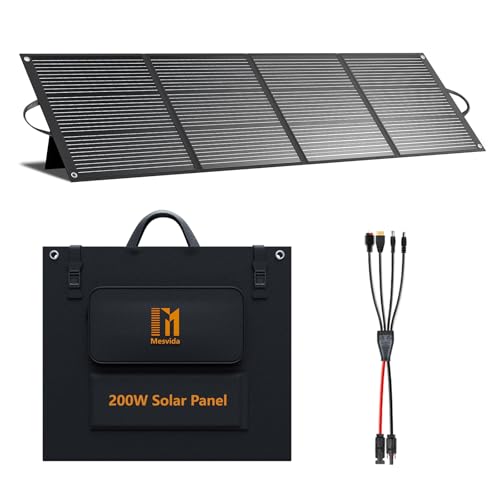Image of MESUVIDA 200 Watt Portable Solar Panel IP68 Waterproof ETFE Coating 24V MC4 Output Foldable for Power Stations Solar Generator Camping Off-Grid RV Emergency Backup Hurricane