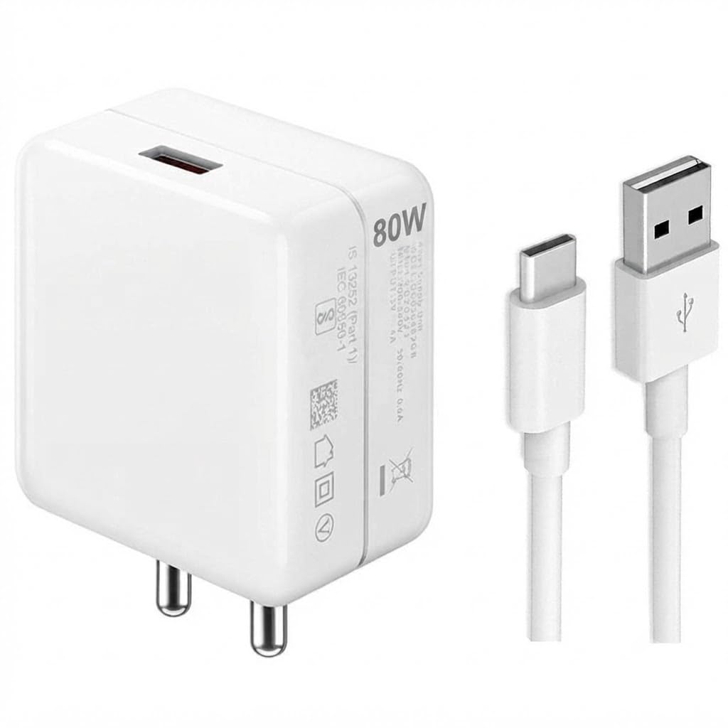 80W Type-C Charger for Op-po Find N2 Original QC Adapter Type C 3.0A High Speed Fast Turbo Charge QC 3.0 Smart SinglePort with 1m Type-C Charging & Sync Cable (White, Dash, SH.A4)-picture-12