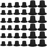 Foimas 60Pcs Mini Black Top Hats, 3 Size Plastic Miniature Top Hats For Snowman Hat Crafts Art Diy Decoration Christmas Party Supplies