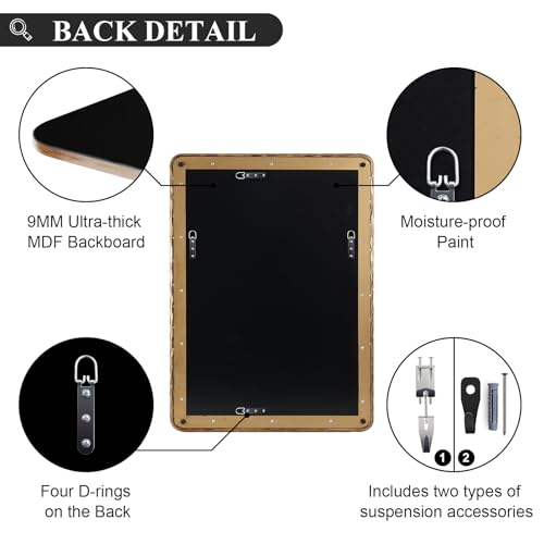 ANDY STAR Hand-Forged Gold Bathroom Mirrors for Wall, 22x30 Inch Vintage Solid Steel Metal Frame Bathroom Vanity Mirror, Antique Rounded Rectangle Wall Mirror, Hangs Horizontally or Vertically by ANDY STAR - Image 8