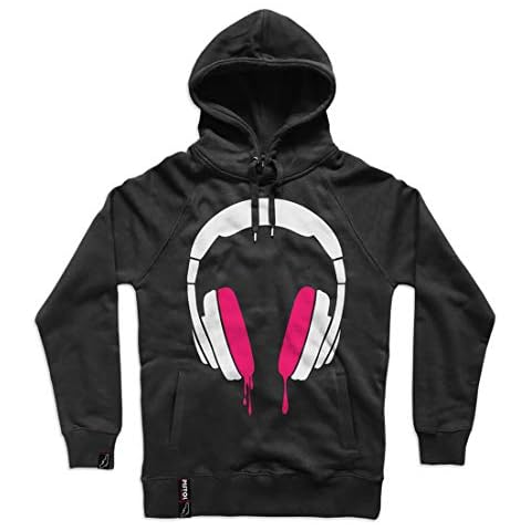 Pistol Boutique Men's Black Dribble Headphones Heavy Weight Soft Raglan Hooded Sweatshirt Hoodie Cover