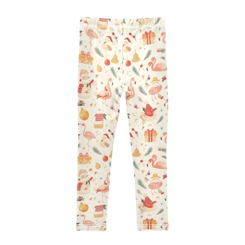 Christmas Flamingo Red Hat Kids Baby Girls Basic Leggings Casual High Waisted Activewear Gym2