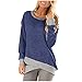 Damen lose Langarm O-Neck Casual Solid T-Shirt Bluse Tops 4153 50-52 Rundhalsausschnitt, softes damenshirt lässigem Look Loose Spitze, Oberteil,Damen Heritage