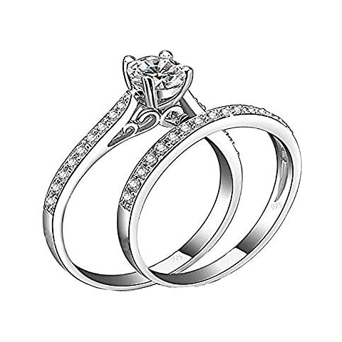 VPKJewelry 2.00 ct Real 925 Sterling Silver Wedding 2 pc Set Diamonique CZ Ring Engagement Band The Best Women's Gifts Ladies (11) Cover