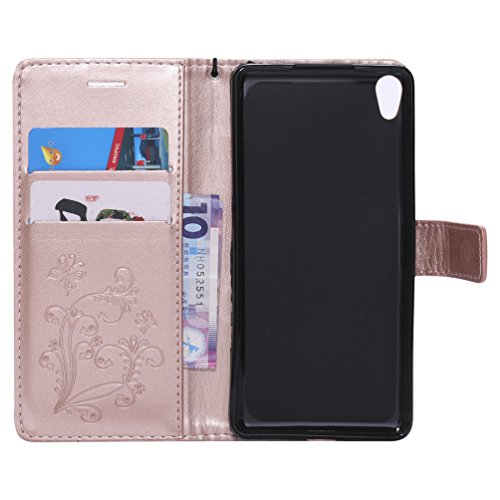 LingDan Protective Cover for Sony Xperia E5 F3311 (5.5 Inch) PU Leather Flip Case Embossing Butterfly Pattern with Built Stand Magnetic Closure Card Slot Wallet Phone Shell - Image 2