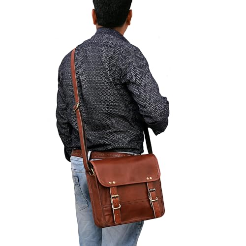 Image of cuero Genuine Leather iPad /Tablet Bag Messenger Bag Small Briefcase CrossBody Shoulder Bag for Men and Women