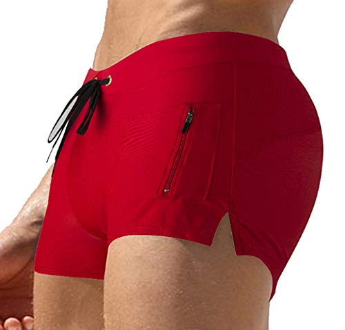 Image of TONLEN Mens Swimwear Short Swim Trunks with Zipper Pocket