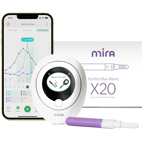 Mira Max Fertility Monitor & Ovulation Test Kit for Women, At-Home Hormone Tracker for LH, PdG & E3G, Digital Analyzer with 20 Test Wands, Lab-Accurate Results with Mira App & Personalized AI Insights