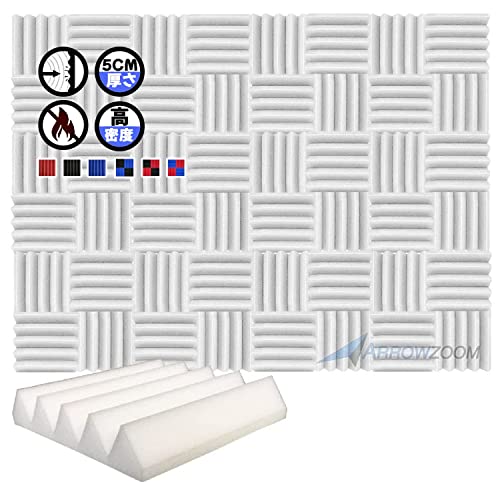 Arrowzoom スーパーダッシュ 新しい 48 ピース 防音 遮音 密度26㎏/m3 作品 吸音材 楽器 緩衝材 防音材 音響泡断熱治療 消音 超強力 騒音 スタジオ 吸音材質 室内装飾 防音対策 250x250x50 mm 縮状態出荷 スタジオレコーディング wedge タイルパネルウェッジサ SD1134 パールホワイト